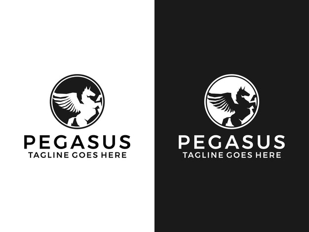 Vector pegasus paard logo ontwerp icoon vector sjabloon