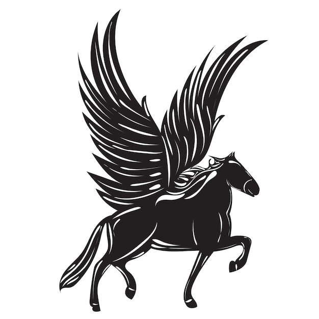 Pegasus silhouet op witte achtergrond geïsoleerde vector