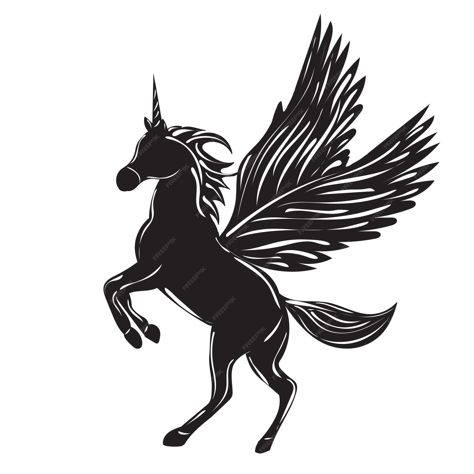 unicorn with wings silhouette