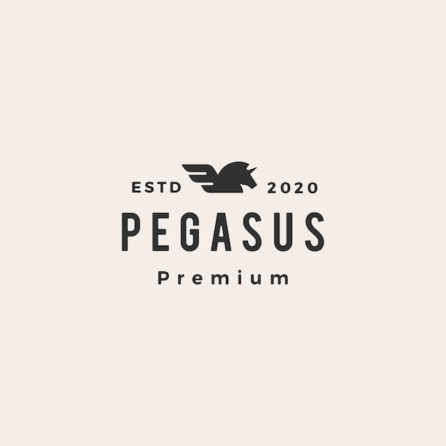 Pegasus unicorn wing hipster vintage logo  icon illustration