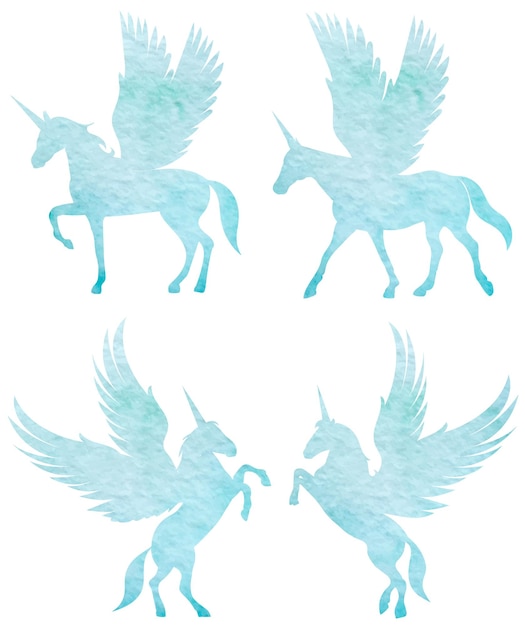 Pegasus watercolor silhouette isolated vector