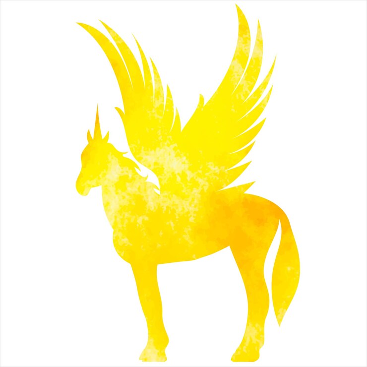 Vector pegasus with wings watercolor silhouette isolated vector