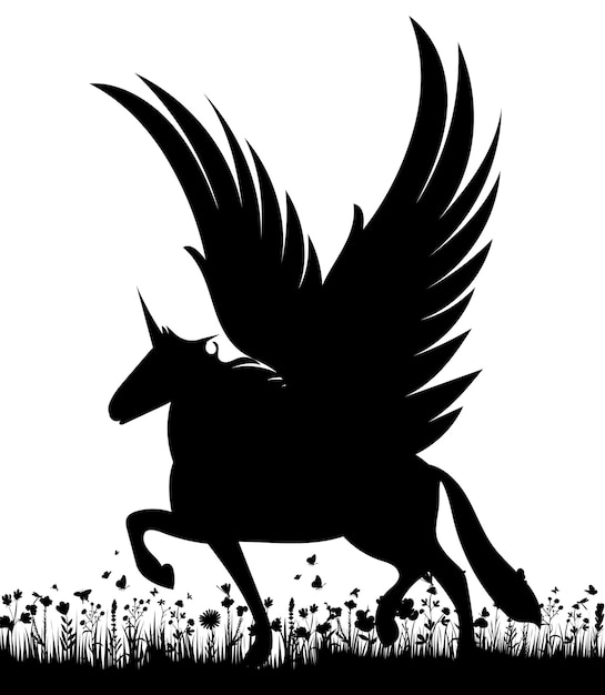 Pegasus zwarte silhouet geïsoleerde vector