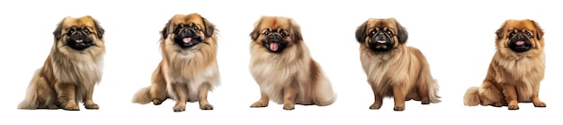 Vector pekingese dog full body vector set isolated on white background