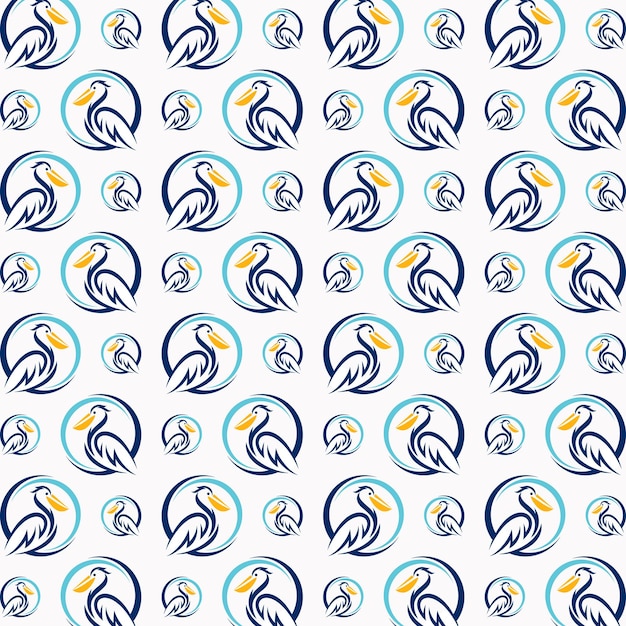 Pelican Bird illustration seamless pattern colorful trendy vector background