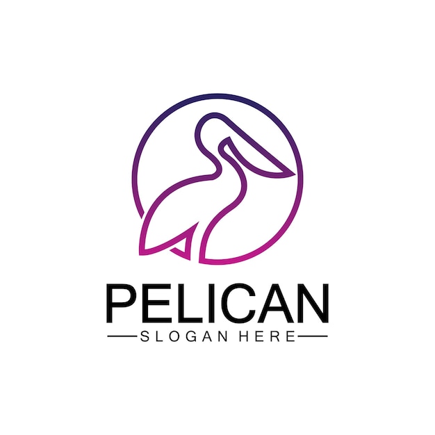 Pelican bird logo design line art pelican bird logo vector illustration template