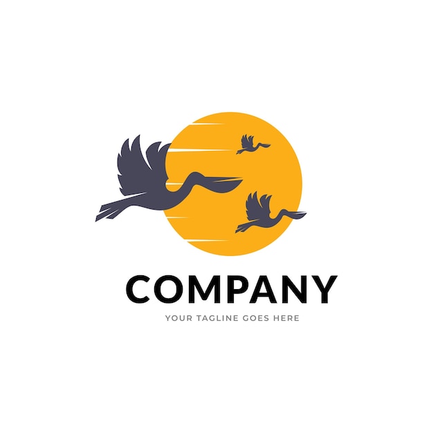 Pelican Bird Logo Design Template Inspiration - Vector