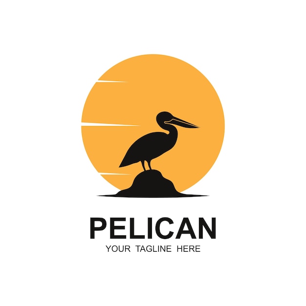 Logo del design dell'illustrazione dell'icona vettoriale del logo dell'uccello del pellicano per l'avventura e l'azienda di marca