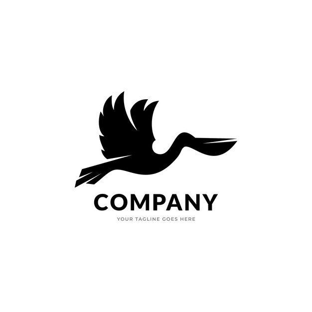 Vector pelican bird logo vintage with sun background vector illustration design