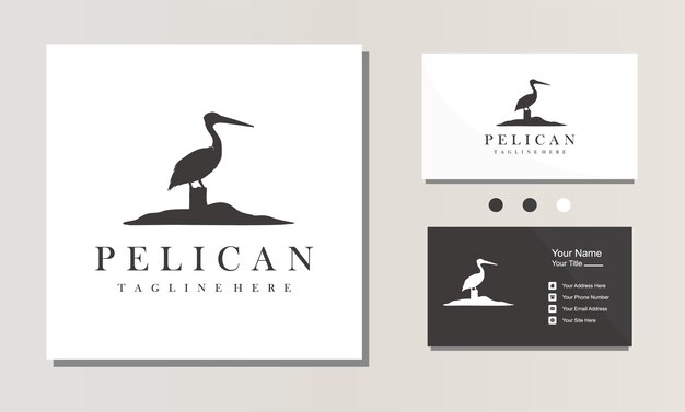 Pelican bird silhouette logo design vector illustration