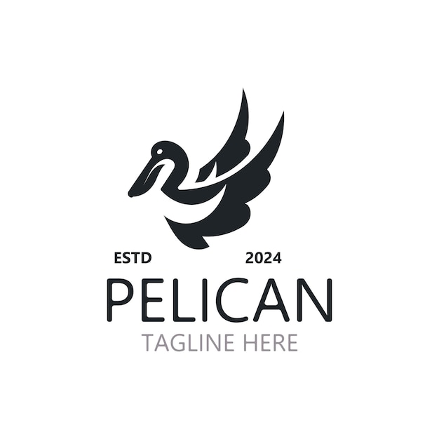 Pelican bird silhoutte vintage logo vector illustration template icon graphic design