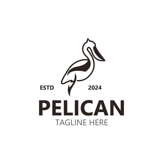 Pelican bird silhoutte vintage logo vector illustration template icon graphic design