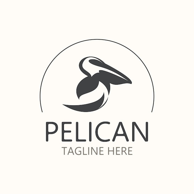 Pellicano uccello silhoutte logo vintage illustrazione vettoriale icona modello graphic design