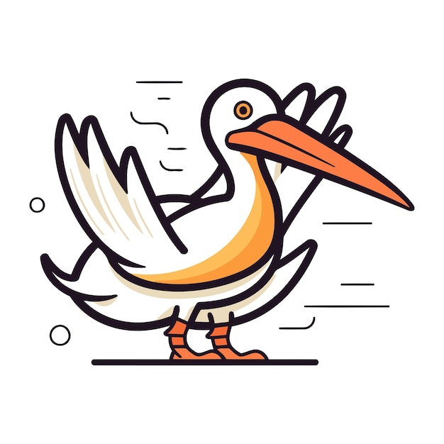 Vector pelican bird vector illustration in flat style isolated on white background