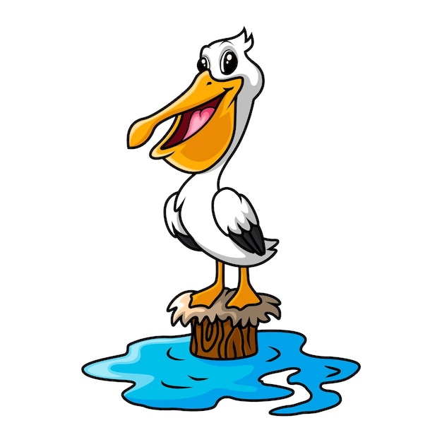 Vector pelican cartoon a sitiing happy