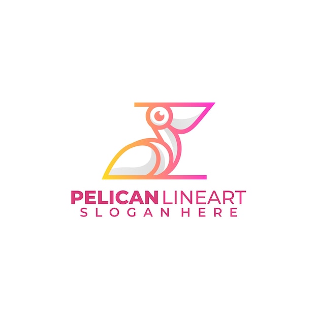 Pelican design line art logo gradient color icon