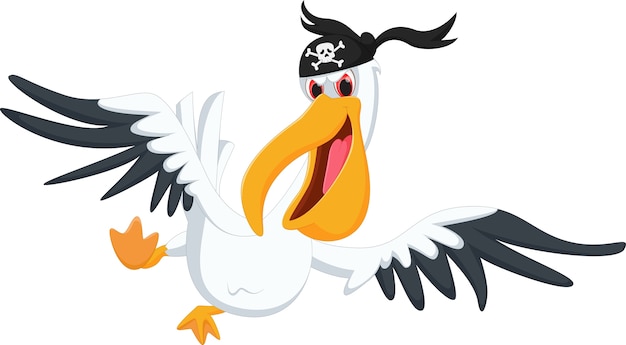 Vettore cartone animato pirata pellicano