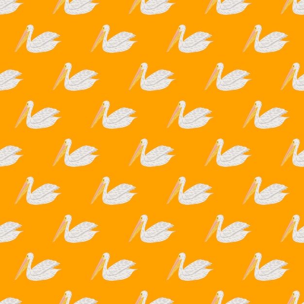 Пеликан сидит бесшовный узор Фон морских птиц Повторяющаяся текстура в стиле каракулей для ткани