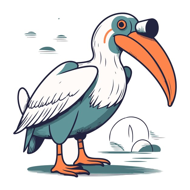 Vector pelican vector illustration isolated pelican on white background