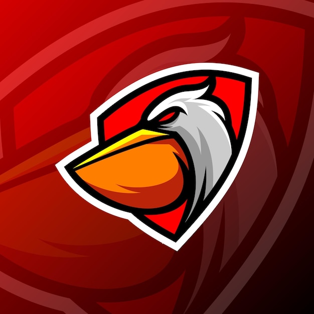 Pelikaan vogelkop mascotte gaming-logo