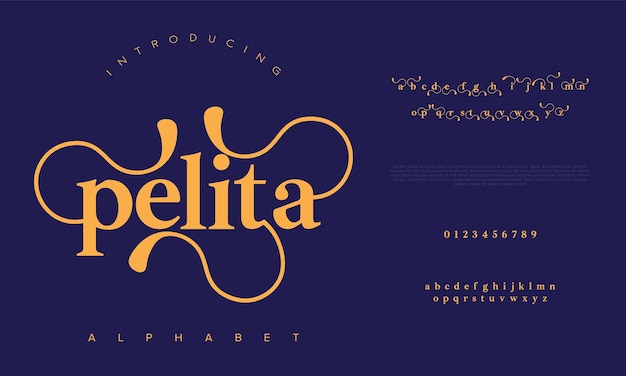 Pelita premium luxe elegante alfabetletters en cijfers elegante bruiloft typografie klassieke serif