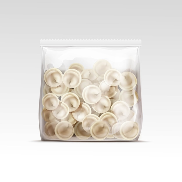 Vector pelmeni meat dumplings ravioli packaging