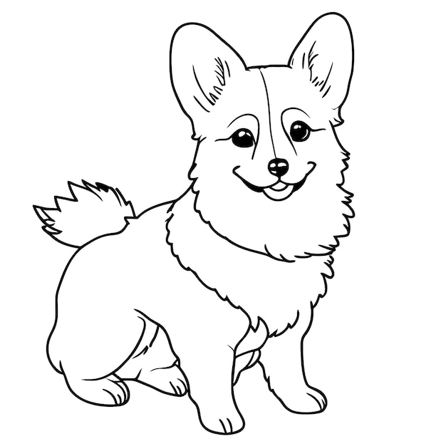 Pembroke welsh corgi coloring book for kids simple line coloring book page simple vector