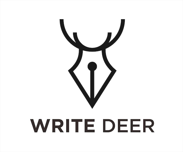 pen deer logo design vector illustration