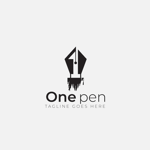 Pen en number one 1 logo ontwerp eenvoudig en schoon
