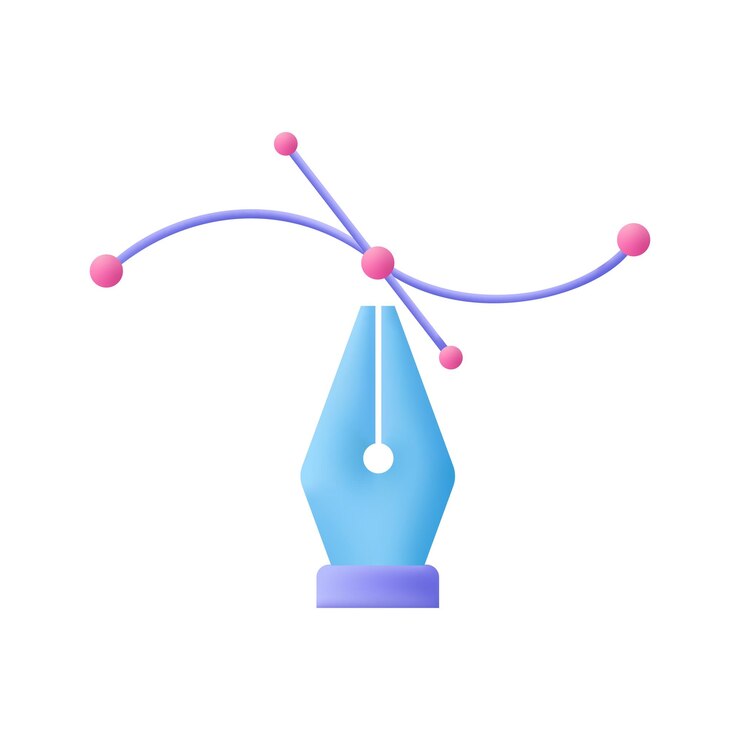 Vector pen gereedschapscursor de curve controlepuntengrafisch ontwerp software 3d vector icon