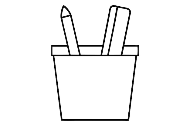 ペンホルダーのラインアートベクトルイラスト