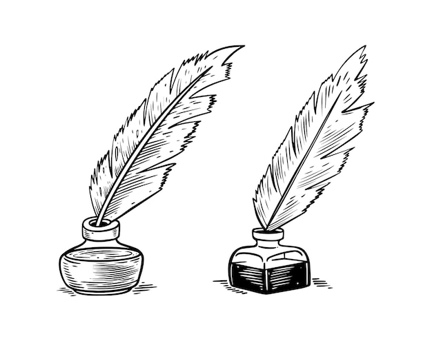 a pen and ink bottle are placed in a vase.