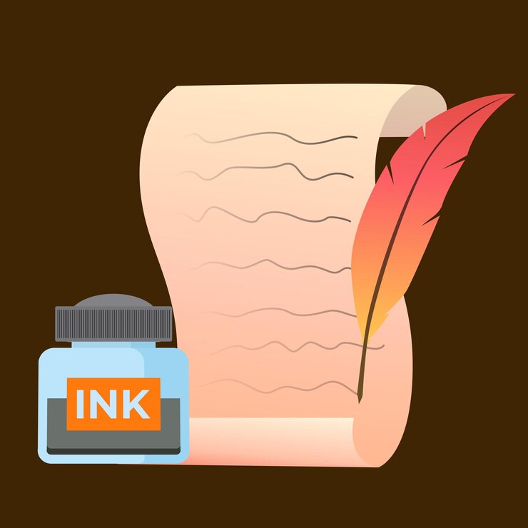 Vector pen ink paper ornament old writing letter illustration