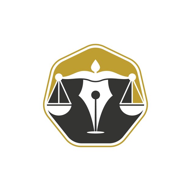Modello di progettazione del logo del vettore dello studio legale della penna