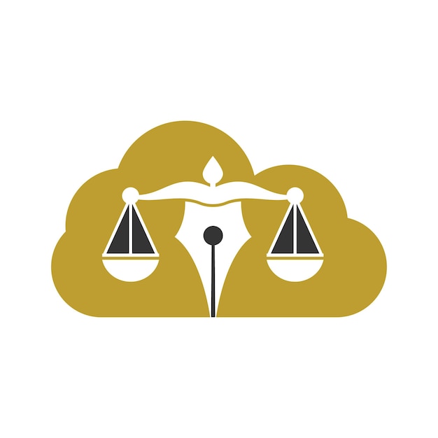 Pen Law with cloud shape Vector Logo Design Template