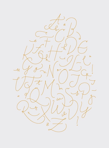 Pen line alphabet gold