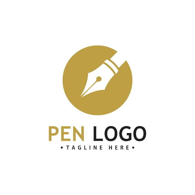 Pen logo icon template. company writer identity