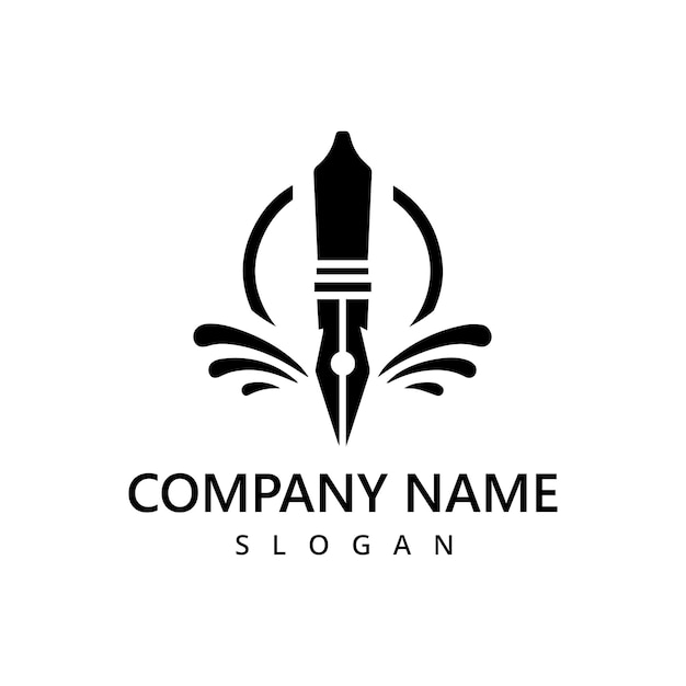 Pen logo ontwerp sjabloon advocatenkantoor bedrijf en onderwijs symbool