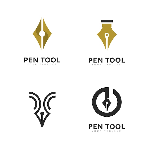 ペン ロゴ ツール グラデーション カラフルなスタイルのベクトル