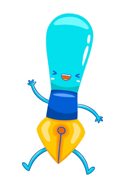 Vector pen mascot character in flat cartoon style