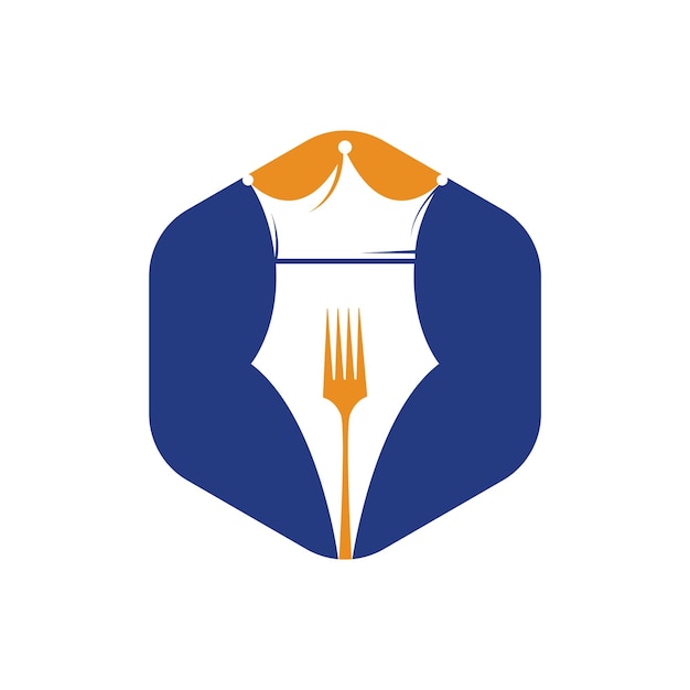 Vector pen met kroon en vork vector pictogram logo ontwerp