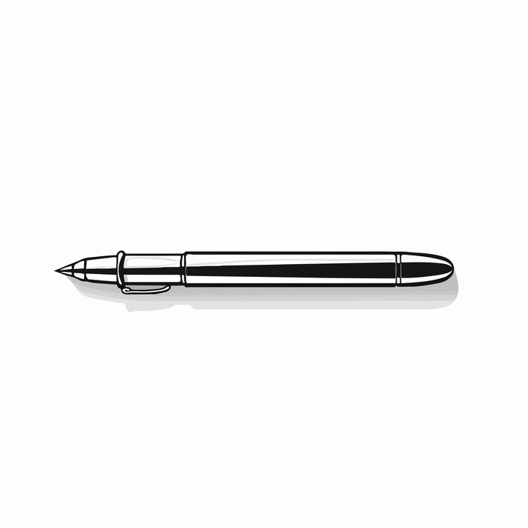 Vector pen outline vector illustration on white background