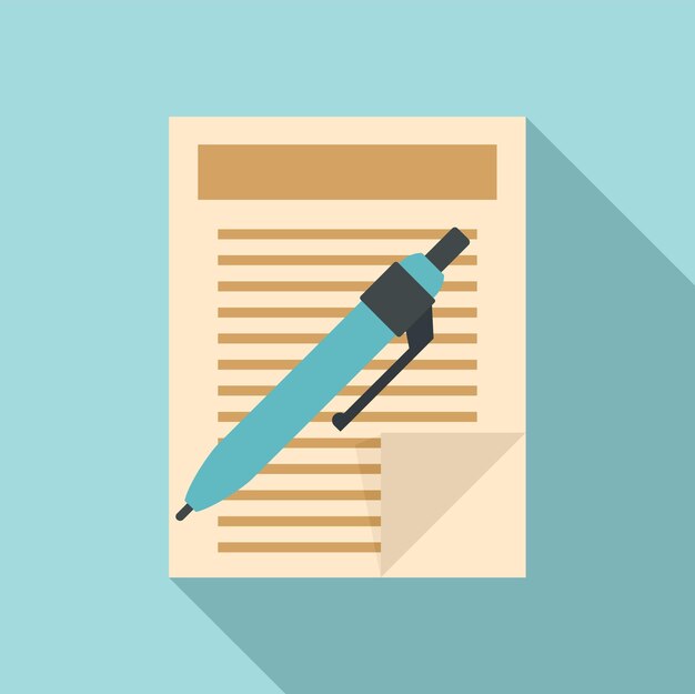 Pen paper document icon flat illustration of pen paper document vector icon for web design