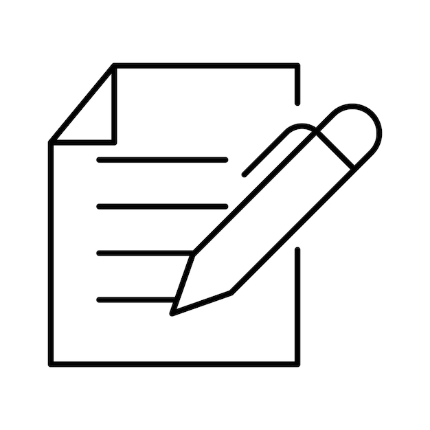 Pen and paper note outline icon vector illustration