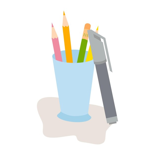 Vector pen pencil and box suitable for school children and for the office
