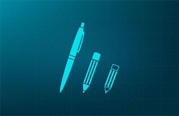 Pen pencil stationery symbol Vector illustration on blue background Eps 10