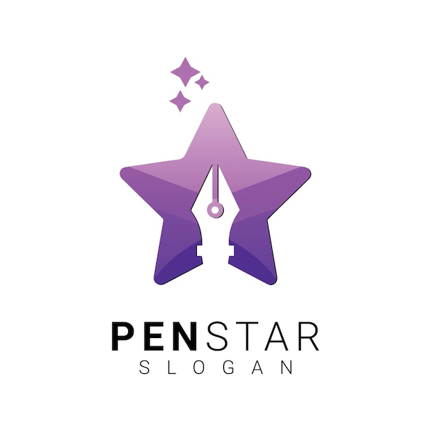 Дизайн логотипа Pen Star Современная звезда с логотипом Pen Education Achievement Star Logo