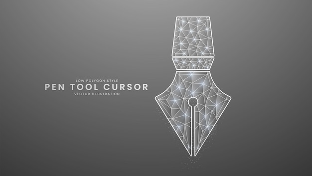 Pen tool cursor Minimal anchor control points concept Modern digital low polygon style