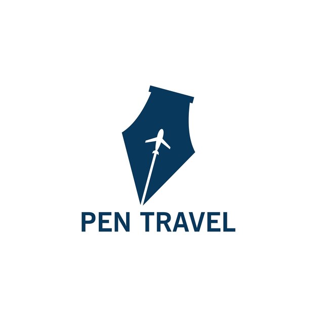 Disegno del modello di logo da viaggio con penna