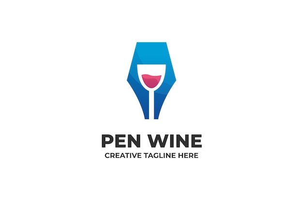 Pen and wine business logo